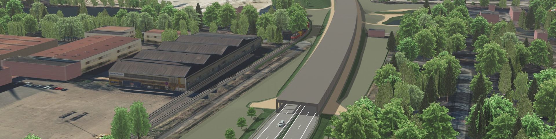 3D Visualisierung eines Autobahnabschnittes mit Tunnel