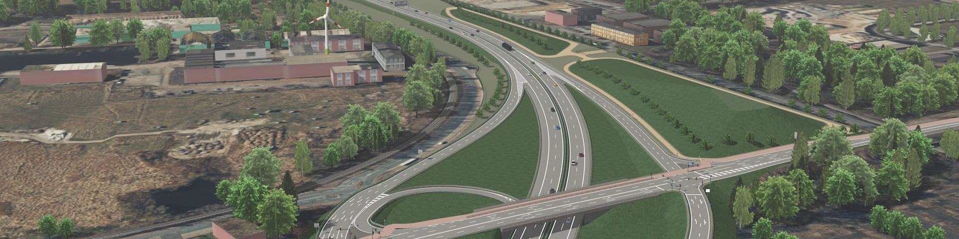 3D Visualisierung eines Autobahnkreuzes